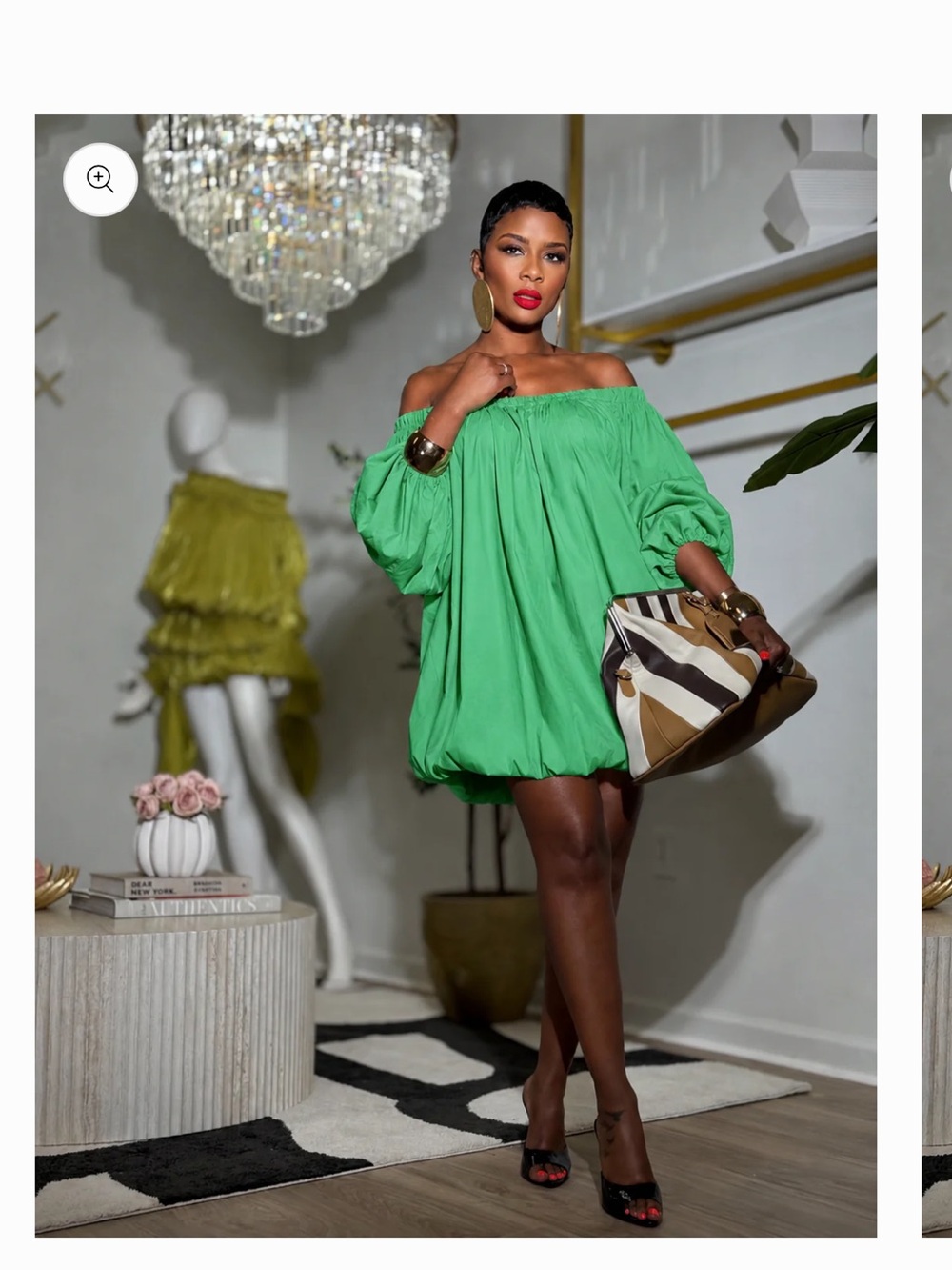 Bubble Mini Dress in Vibrant Green
